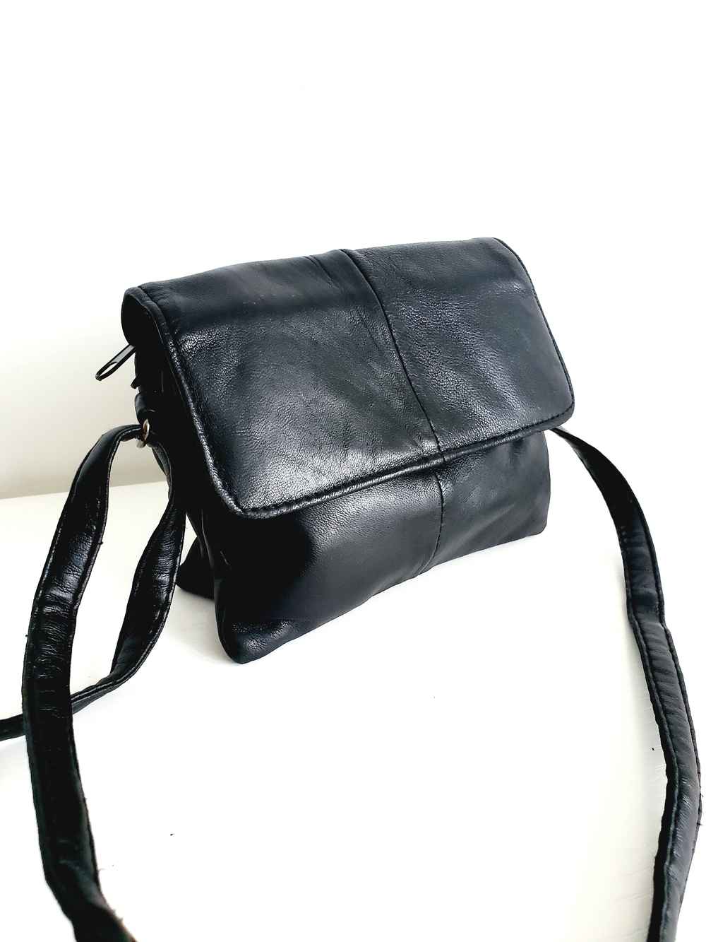 Classic Black Leather Mini Crossbody Bag